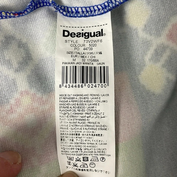 Desigual Octubre Blue Sheath Midi dress Sleeveless Multi Colour Print Medium - Picture 6 of 10